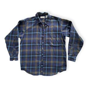 Vintage L.L. Bean Blue and Brown Plaid Button Down Shirt